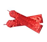 Longs gants élégants en dentelle satinée pour femmes, mariages, fêtes et événements formels, accessoires de costume des années 1920, gants de soirée pour femmes, Rouge, taille unique