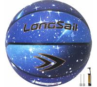 LONGSAIL Ballon de Basket LONGSAIL Premium en Cuir Composite/Microfibre Taille 7 #Bleu Étoilé PU Absorbant l’Humidité
