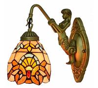 LONGSAND Mur Tiffany Style Baroque Applique Lampe Européenne Rétro Mur Lumières Handmade Vitrail Applique pour Chambre Nuit Hall D'entrée Balcon Escalier Aisle,A