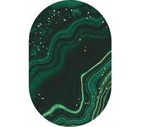 LONGSAO Grande Tapis Ovale Coussinets et protecteurs, Tapis pour Chambre, Salon, Cuisine, Salle à Manger Petit Canal de rivière Vert foncé et Or,80 x 160 cm