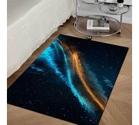LONGSAO Tapis Antidérapant 140 x 160 cm Moderne Tapis Lavable pour Salon Chambre à Coucher Salle de Bain Modern Abstract Blue Orange