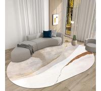 LONGSAO Tapis Antidérapant Ovale Moderne, Tapis Lavable pour Salon Chambre à Coucher Salle de Bain, Rayure Abstraite Gris Marron，160 x 230 cm