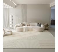 LONGSAO Tapis Grande Salon 160 x 230 cm Lavable Antidérapant Moelleux Décoratif pour Chambre Lignes géométriques Modernes Beiges