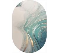 LONGSAO Tapis Ovale antidérapant Assis Tapis Tapis Lavable Tapis Chaise pour décor de D'intérieur Mer Abstraite Bleue et Blanche,80 x 120 cm