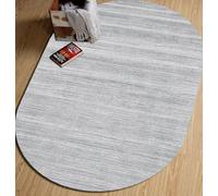 LONGSAO Tapis Ovale Salon Tapis Poil Ras Moderne Moelleux Lavable Tapis de Sol Antidérapant Dégradé Gris Motif Uni,100 x 130 cm