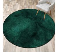 LONGSAO Tapis Rond Lavable Grand Antidérapant Tapis Abstrait Couleur Unie Vert Foncé pour Chambre d'enfant Salon Chambre Canapé Natte Décor de D'intérieur, ø 120 cm