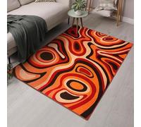 LONGSAO Tapis Salon Chambre Grande Taille 120 x 180 cm Tapis avec Tapis Lavable Le Fond Antidérapant Polyester Plusieurs Tailles Abstrait Moderne Orange Rouge Marron