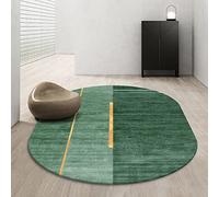 LONGSAO Zone Tapis Ovale Salon Tapis Chambre Anti Slip Doux Tapis Couloir Grand Tapis Rayures Vert foncé avec Lignes dorées，160 x 230 cm