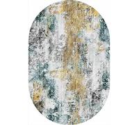 LONGSAO Zone Tapis Ovale Salon Tapis Chambre Anti Slip Doux Tapis Couloir Grand Tapis Sables mouvants Vert doré Frais，200 x 250 cm