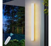 Longue Barre LED Applique Murale Dimmable Extérieur Interieur avec Télécommande Tableau Blanche Métal Abat-jour en Acrylique IP65 Smart Lampe Mural industrielle Cour Entrée Balcon Patio Porche,100cm