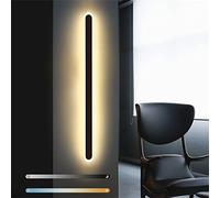 Longue Barre Salon Applique Murale Interieur LED Dimmable Lampe Murale Moderne Up Down Chambre Luminaire Mural Tricolore Luminosité Réglable Aluminium Acrylique Bar Eclairage Mural (Noir,120cm 60W)