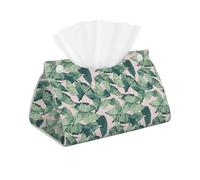 Longue boîte à mouchoirs motif feuilles de palmier vertes, conteneur décoratif pliable pour maison/bureau/voiture, facile à nettoyer