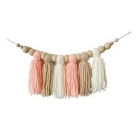Longue Bordure à Franges Guirlande de pampilles en coton, décoration avec perles bois, for chambre, tente, pendentif suspendu, accessoires Photo(10-BrightPink)