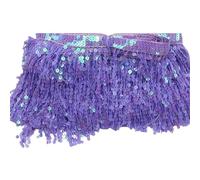 Longue Bordure à Franges Tissu en dentelle à franges paillettes, 2/4Yards, 15cm, ruban d'habillage, robes de spectacle danse faites la main, accessoires décoration(Purple,15cm-2Yards)