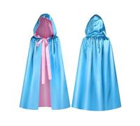 Longue cape à capuche double face unisexe pour homme et femme, bleu et rose, cape rétro pour adultes, costume d'elfe d'Halloween, cosplay, spectacle, jeu de rôle, costume vintage, bleu ciel, 150