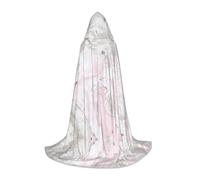 Longue cape à capuche imprimée avec encre abstraite rose marbré gris pour adolescents, sorcière, vampire, cosplay, fête, Halloween, Noël