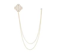 Longue chaîne gland croix broche alliage strass cristal épinglettes Corsage hommes collier broche bijoux de mode(Gold)