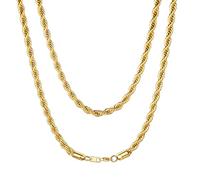 Longue Chaine Homme Rope Acier 76 cm Collier Maille Corde pour Pendentif 6 mm Chaîne Torsade Hip Hop pour Rappeur Inoxydable