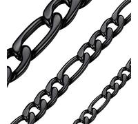 Longue Chaine Maillon Figaro pour Pendentif 66 cm Homme Acier Collier Noir Fine 5 mm Chaines Femme Inoxydable Gourmette Bijoux Cadeau Fête des Pères Papa Noël