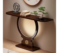 Longue console avec lumière LED, table de ferme derrière le canapé avec étagère, bureau d'entrée en bois pour entrée, salon