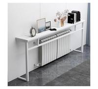 Longue console derrière le canapé, table de canapé moderne facile à assembler pour salon, petit espace, table d'appoint avec cadre en métal (blanc)