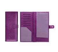 Longue couverture pour carnet de chèques de taille professionnelle et chèques de voyageur, grand support en cuir pour tickets de chèque latéraux et supérieurs, avec boucle pour stylo et emplacements pour cartes, 24 x 10 cm, violet, Taille professionnelle