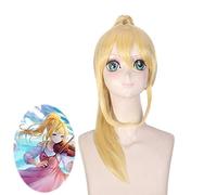 Longue droite votre mensonge en avril Miyazono Kaori or Blonde Clip queue de cheval synthétique Cosplay perruque pour Halloween PL-633