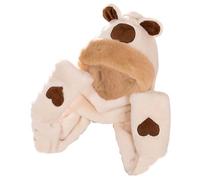 Longue écharpe à capuche avec mitaines,Écharpe à capuche | Écharpe à capuche chaude Capybara - Ensemble de gants écharpe chapeau d'hiver pour femmes hommes, gants écharpe à capuche chauds, Beige, Se