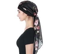 Longue écharpe en mousseline de soie pour femme, noir, taille unique