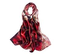 Longue écharpe en soie imprimée numériquement avec imprimé floral - Rouge -