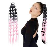 Longue extension de queue de cheval à bulles, longue torsadée | Perruque synthétique colorée pour queue de cheval Crazy Hair Day