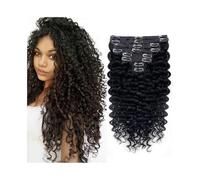 Longue Extensions de cheveux à clips Deep Wave, bouclées, 8 pièces, cheveux brésiliens Remy naturels Utilisation quotidienne(18inches,240g)