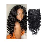 Longue Extensions de cheveux humains à clips Deep Wave, cheveux humains bouclés et épais jusqu'aux pointes Utilisation quotidienne(20inches,240g)