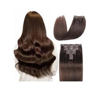 Longue Extensions de cheveux naturels bruns, brun foncé, 120 g, invisibles et amovibles, lot de 8 Utilisation quotidienne(24inches)