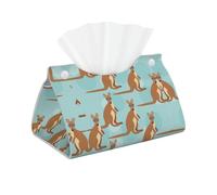 Longue housse de boîte à mouchoirs amusante à motif zoo kangourou, fabriquée en cuir, adaptée pour les salons, les bureaux, et les chambres.