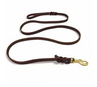 Longue Laisse en Cuir Véritable pour Chien 180 cm - Laisse Tressée Durable avec Plus de Liberté de Mouvement - Parfaite pour Parc & Randonnée - Mousqueton en Laiton Très Solide - Marron