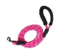Longue laisse pour chien en corde avec crochet pivotant verrouillable et poignée rembourrée douce, laisse durable pour chiot, petite, moyenne et grande taille (rouge, 4,5 m) (rose)