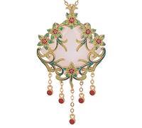 Longue Life Lock Charm Pendant Collier Natural Hetian Jade Metal Flower Bijoux Faire des Accessoires Reiki Chakra Crystal Gemstone Talisman