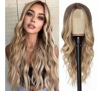 Longue perruque bouclée brune perruque raie moyenne femmes perruques femmes bouclées Wavy Wig, style 1