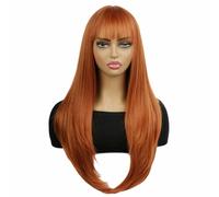 Longue Perruque Droite Cosplay Perruques Pour Femmes Quotidienne Wig Droite, Orange Rouge