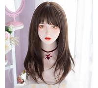 Longue Perruque Droite Pour Femmes Filles Doux Couvre-chef Complet Boucle Intérieure Perruque De Fête Pour Les Soirées Cosplay Quotidiennes Et Lolita Harajuku (23 "Brun chocolat)