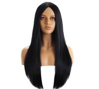 Longue Perruque Noire Droite de 80 cm pour Costume Gothique Femme, Costume Halloween, Sorcière