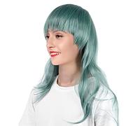 Longue Perruque Ondulée, Perruques Human Heuving Fashionable Synthetic Heat Therant Tolérants Wig avec Bangs Long Curly Hair Wig pour un Jeu de Rôle, des Fêtes la Mode et une Utilisation Quotidienne