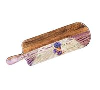 Longue Planche en Bois de Manguier : Thème Rétro Lavande de Provence, longueur 50 cm.