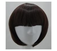 Longue queue de cheval bouclée à clip Perruque Perruque courte ondulée avec frange plate, cheveux orange synthétiques résistants à la chaleur, for fête d'Halloween, salon, costume, cosplay(Brown)