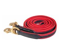 Longue rêne pour cheval en caoutchouc tressé Karlslund Rouge 250 cm