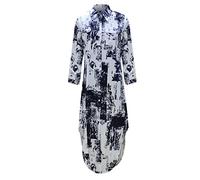 Longue Robe Noire Fendue Dames Denim robes sexy manches longues avec bouton de poche chemises mode imprimée robe décontractée robes en vrac Robe Longue Grande Taille Avec Poches (Black, XXXXXL)