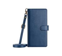 Longue Sangle Etui Coque Pour OPPO Reno 11F Protecive Portefeuille Fermeture Fentes Pour Cartes Antichoc Flip Folio Bleu