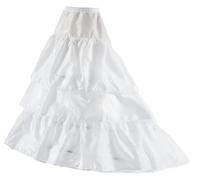 Longue Traîne Crinoline Mariage Jupons pour Femme Longue Traîne Jupes, 3 Cerceau 3 Volants Jupon avec Lacet pour Robe de mariée Robes de soirée, Long Tail Wedding Bridal Petticoat(Blanc,42)