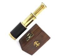 Longue vue en laiton avec boite en bois 15 cm